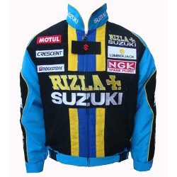 Blouson Suzuki Team Rizzla+ moto couleur noir & bleu