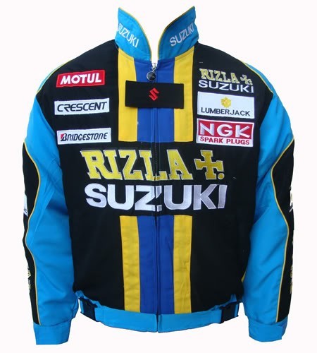 Blouson Suzuki Team Rizzla+ moto couleur noir & bleu