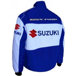Blouson Suzuki Team 1400 GSX R moto couleur bleu & blanc