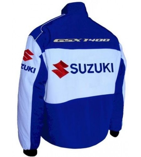 Blouson Suzuki Team 1400 GSX R moto couleur bleu & blanc