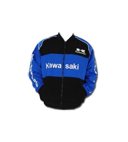 Blouson Kawasaki Team moto couleur bleu & noir