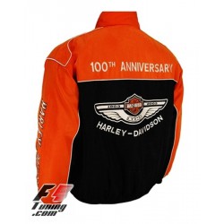 Blouson Harley Davidson Edition spéciale 100ème Anniversaire couleur noir et orange