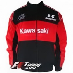Blouson KAWASAKI Racing Team moto de couleur rouge et noir