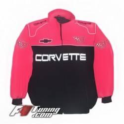 Blouson CORVETTE Racing Team de couleur noir et rose