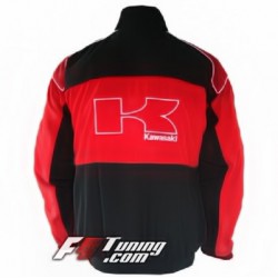 Blouson KAWASAKI Racing Team moto de couleur rouge et noir