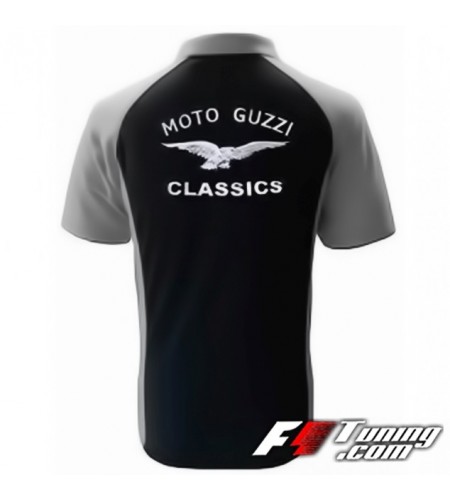 Polo MOTO GUZZI Classics de couleur noir et gris