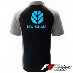 Polo NEW HOLLAND de couleur noir et gris