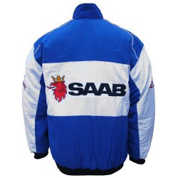Blouson Saab Team sport mécanique couleur blanc & bleu