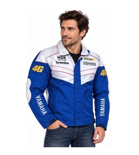 BLOUSON GAULOISES YAMAHA MOTO GP COULEUR BLEU ET BLANC