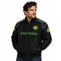 Blouson John Deere Noir à Lettrage Vert