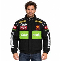 BLOUSON KAWASAKI MOTO COULEUR VERT ET NOIR