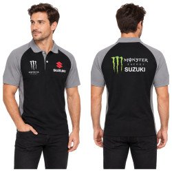 POLO SUZUKI MONSTER ENERGY DE COLOR BLACK AND GREY