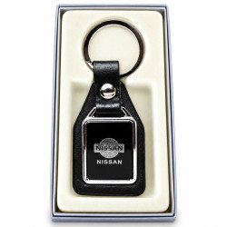 KEYRING NISSAN SUR ÉCUSSON DE LEATHER BLACK