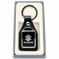 Porte-clés Suzuki acier 316L et cuir noir