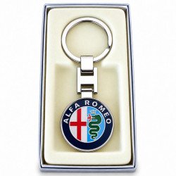 Porte-clés Alfa Romeo rond acier 316L en écrin