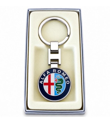 Porte-clés Alfa Romeo rond acier 316L en écrin