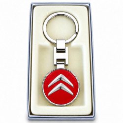Porte-clés Citroën rond acier 316L en écrin