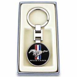 Porte-clés Mustang rond acier 316L en écrin