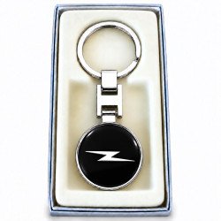 KEYRING OPEL ROUND BLACK EN STEEL 316L