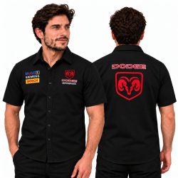 Chemise Dodge noire 100 % coton, montage trois-quarts et dos