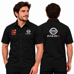 Nissan Nismo Nascar black 100% cotton shirt — front and back embroidery