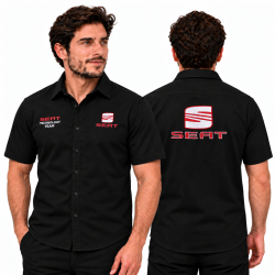 Chemise Seat noire 100 % coton, montage trois-quarts et dos