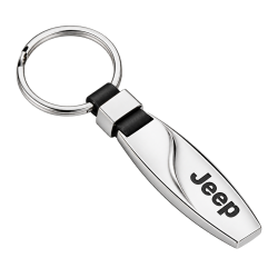 Porte-clés Jeep allongé argenté à inscription noire