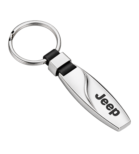 Porte-clés Jeep allongé argenté à inscription noire