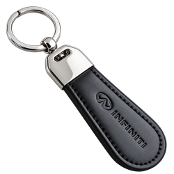 Porte-clés Infiniti à lanière noire embossée et capuchon argenté