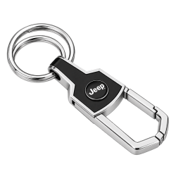Porte-clés Jeep noir et argenté à mousqueton et double anneau