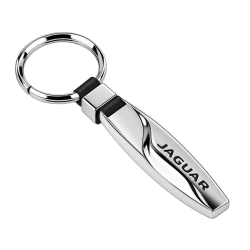 Porte-clés Jaguar allongé argenté à motif courbe