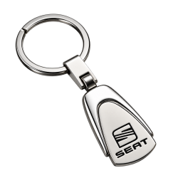 Porte-clés Seat allongé argenté à logo noir