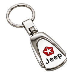 Porte-clés Jeep argenté effilé à emblème rouge étoilé