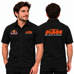 KTM black 100% cotton shirt — front and back embroidery
