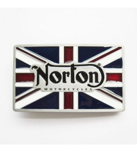 Boucle de ceinture Norton Union Jack fond peint en couleurs émaillées